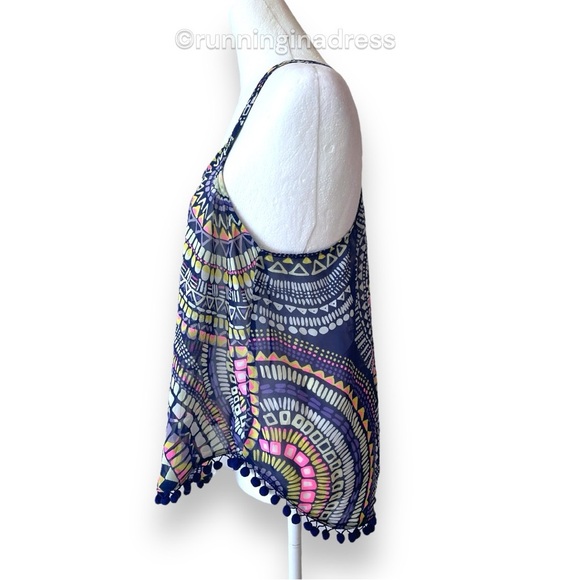 Ocean Drive Medallion Printed Sheer Swim Cover Up Top Size Medium - Picture 5 of 12